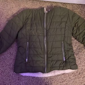 Hooded Olive green puffer jacket
